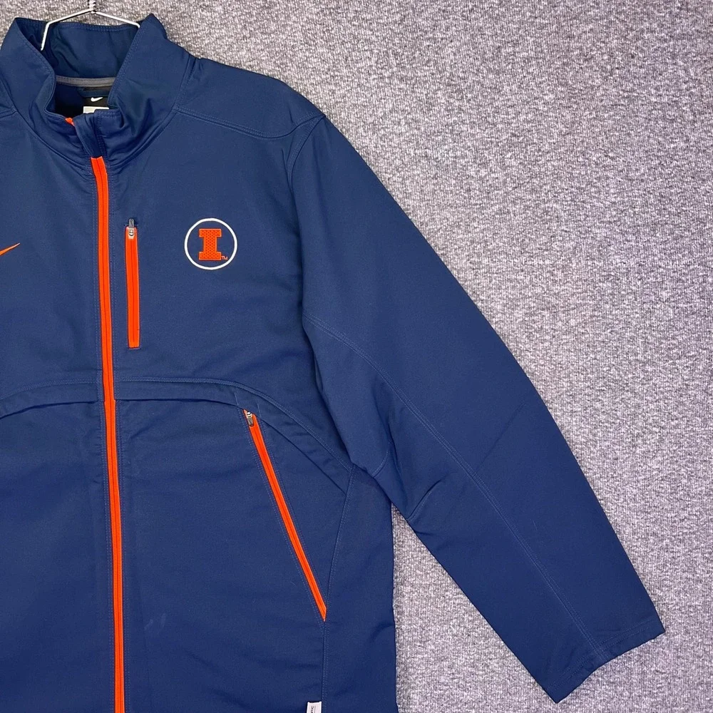Nike Illinois Fighting Illini Jacket Mens L Navy Blue Softshell Sporty Casual